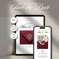 Burgundy Save the Date Website Template, Luxury Canva Wedding Announcement