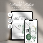 Emerald Wedding Website Template, Canva Editable Invitation
