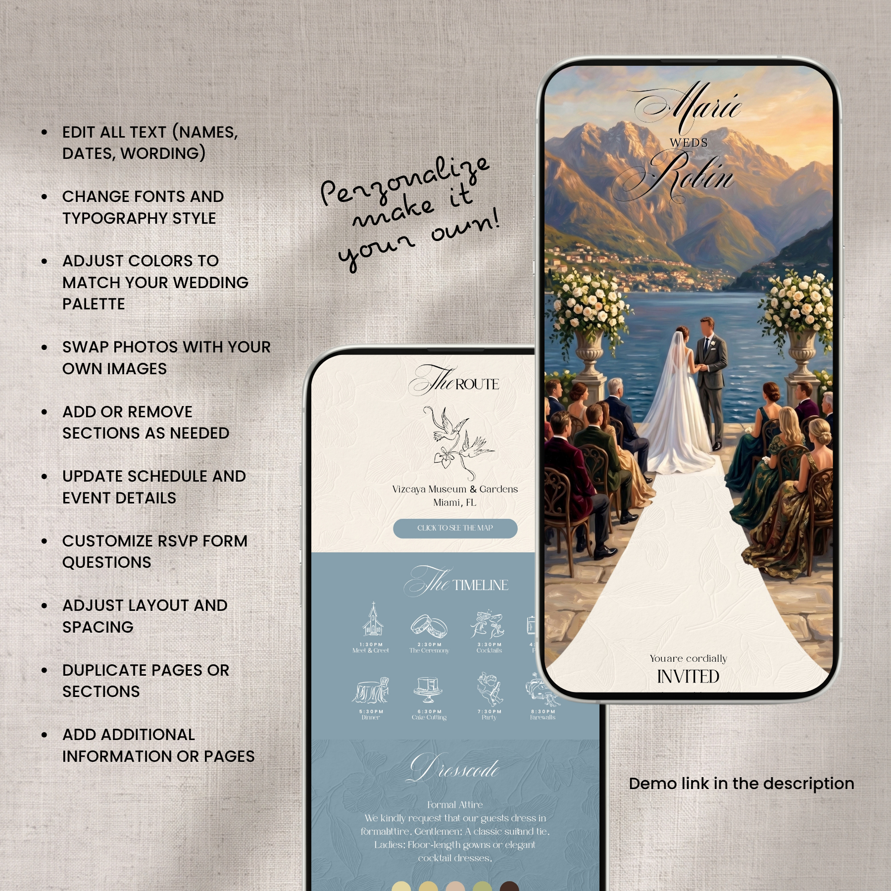 Wedding Website Invitation Template with RSVP