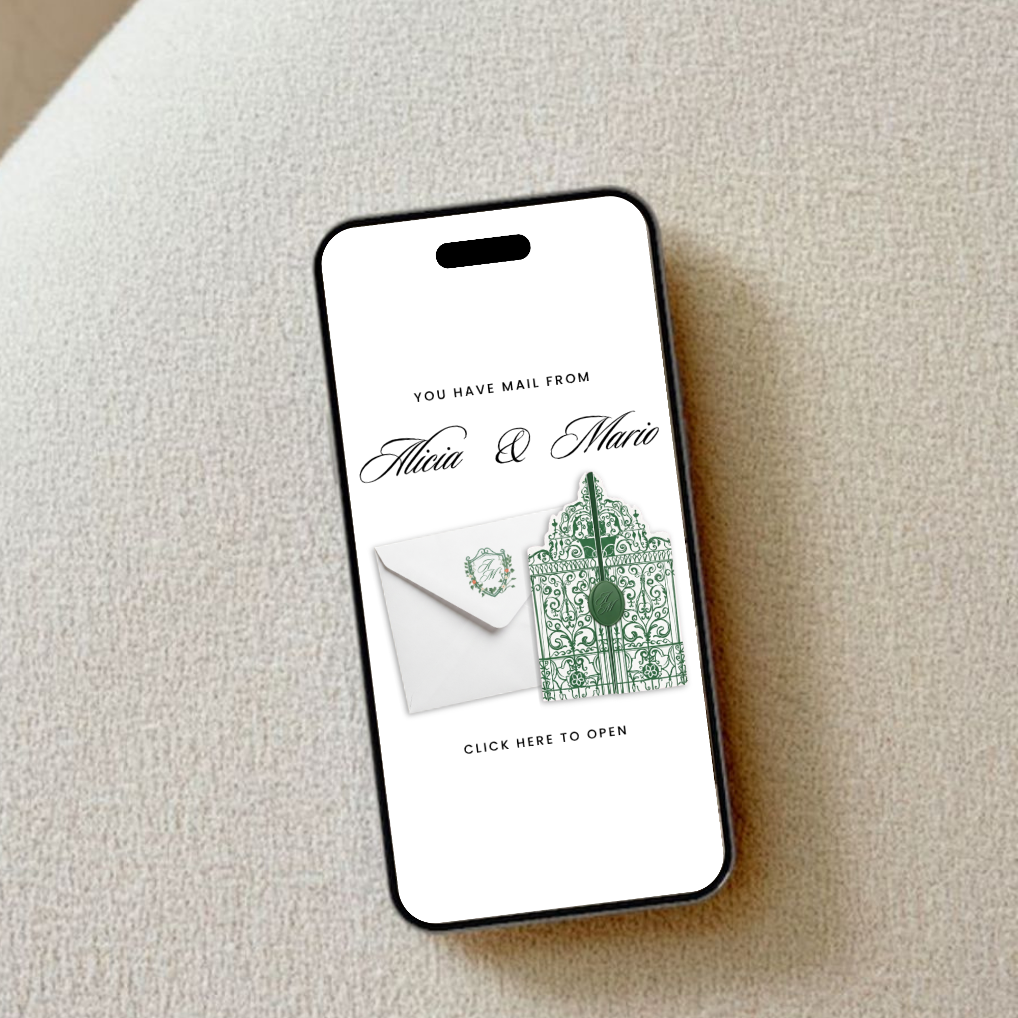 Emerald Wedding Website Template, Canva Editable Invitation