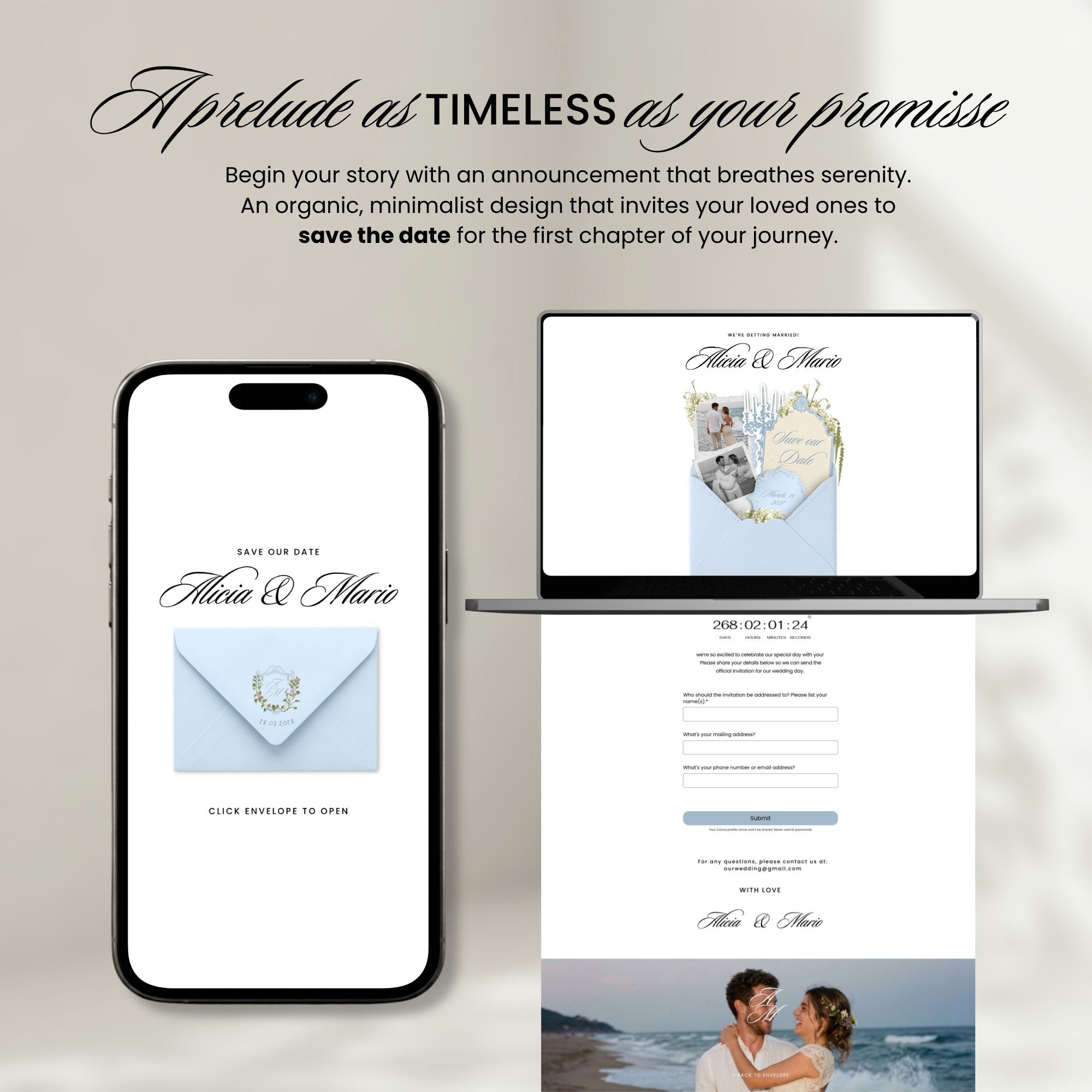 Save the Date Wedding Website Canva Template | Video Invitation