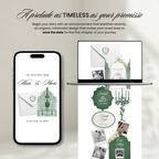 Emerald Wedding Website Template, Canva Editable Invitation