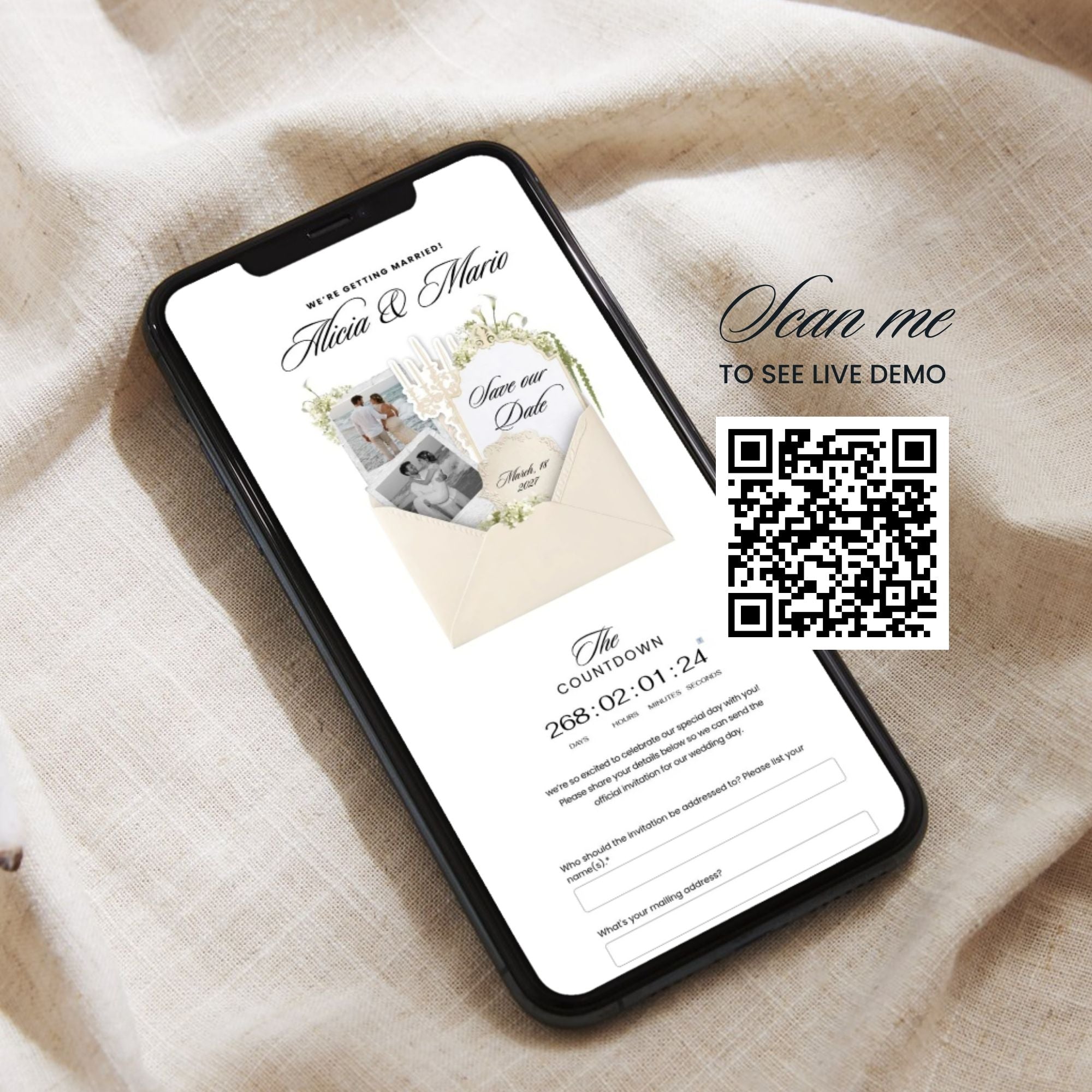 Ivory Save the Date Template, Animated Countdown, RSVP Form
