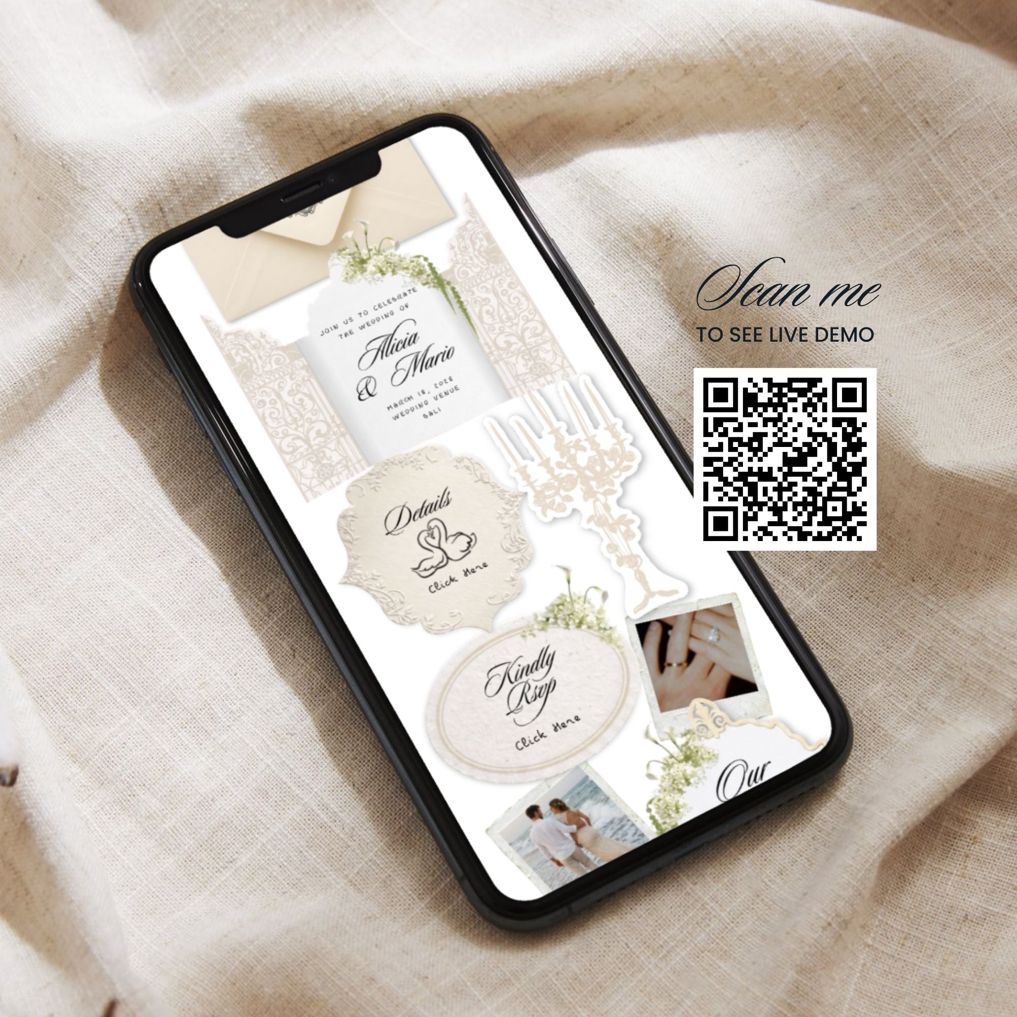 Ivory Web Invitation Template, Website Invitatiom, RSVP Form