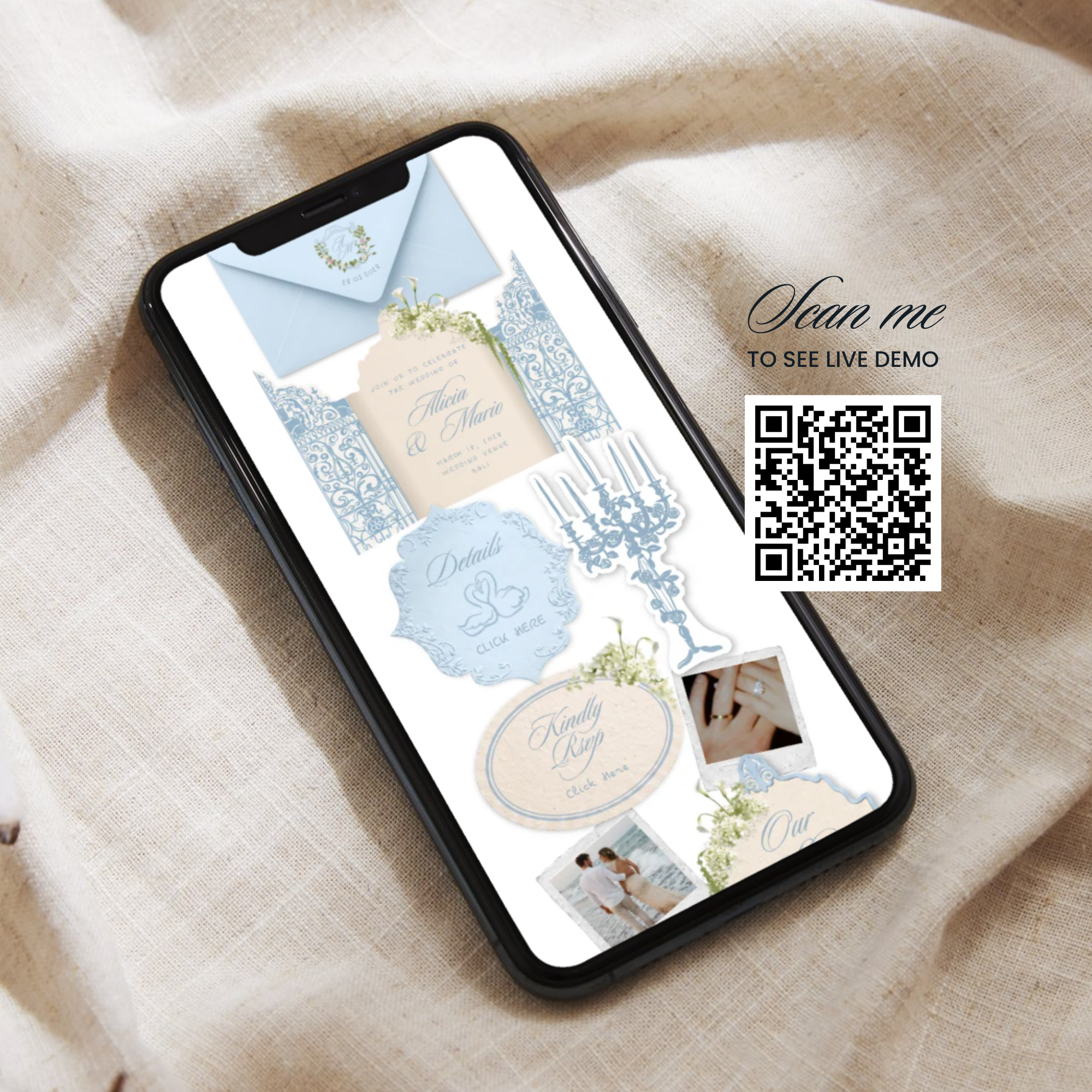 Azure Wedding Website Template 5 Page Canva Invitation