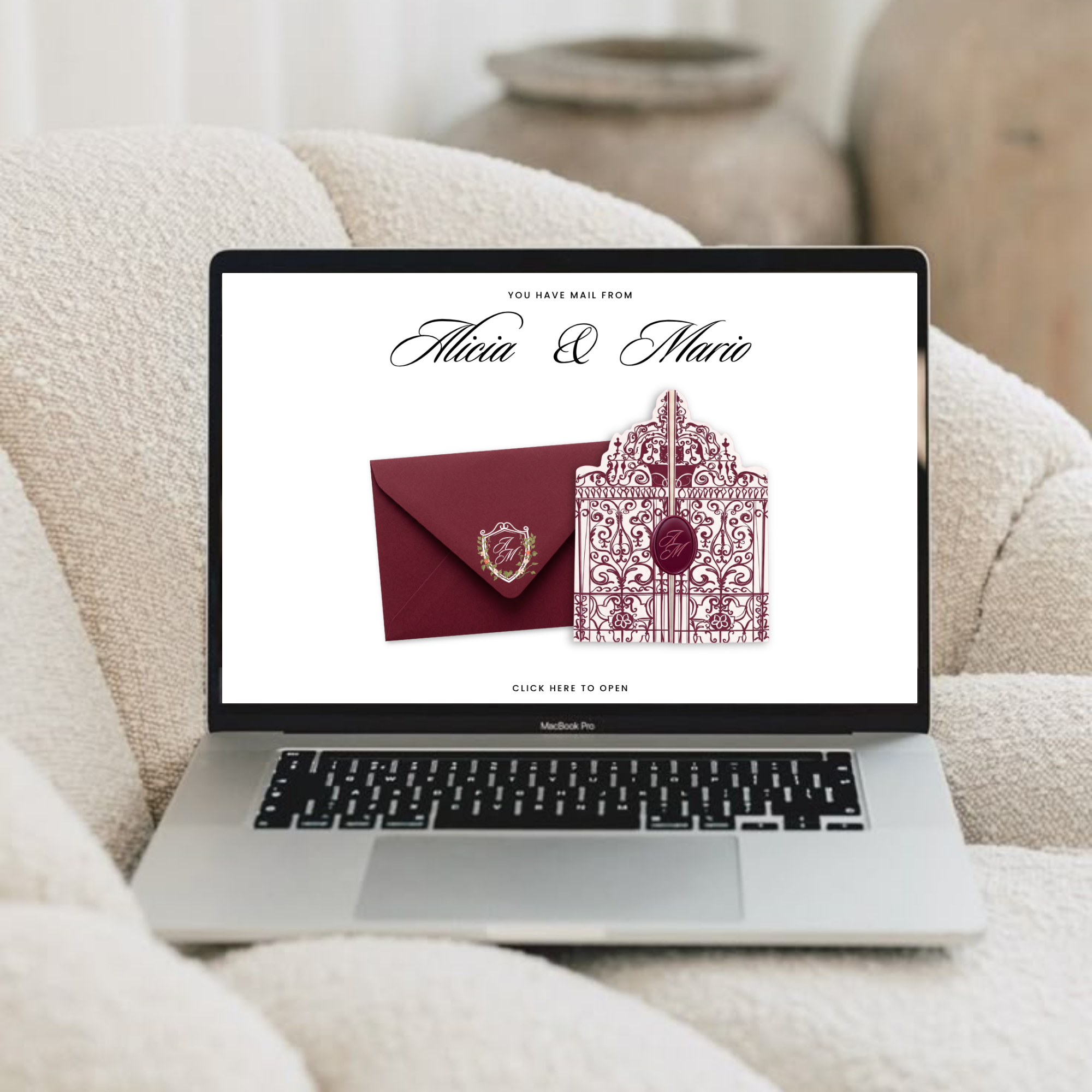 Burgundy Lush Wedding Website Template, Editable Canva Invitation