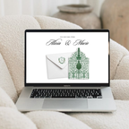 Emerald Wedding Website Template, Canva Editable Invitation