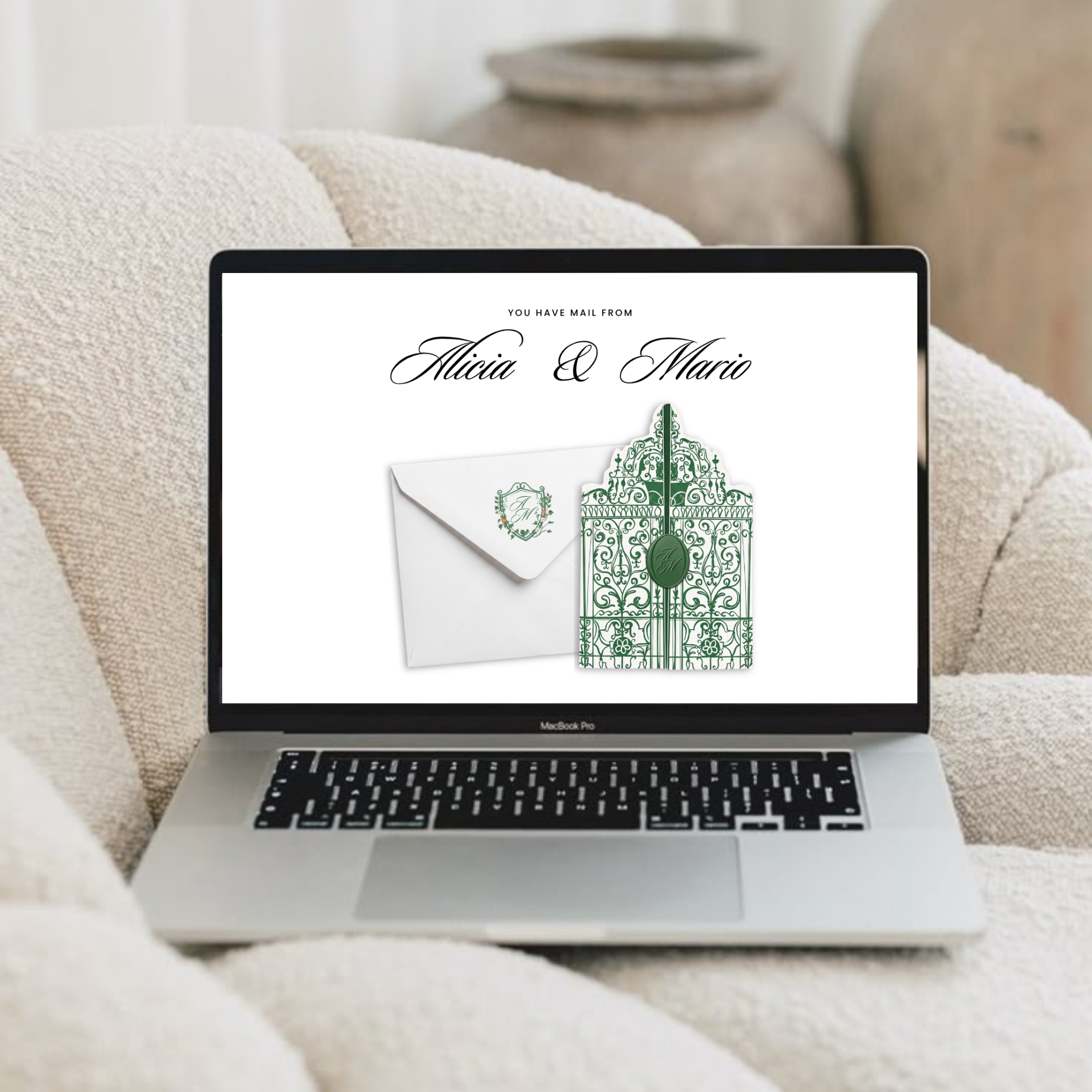 Emerald Wedding Website Template, Canva Editable Invitation