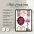 Burgundy Lush Wedding Website Template, Editable Canva Invitation