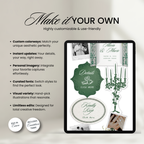 Emerald Wedding Website Template, Canva Editable Invitation
