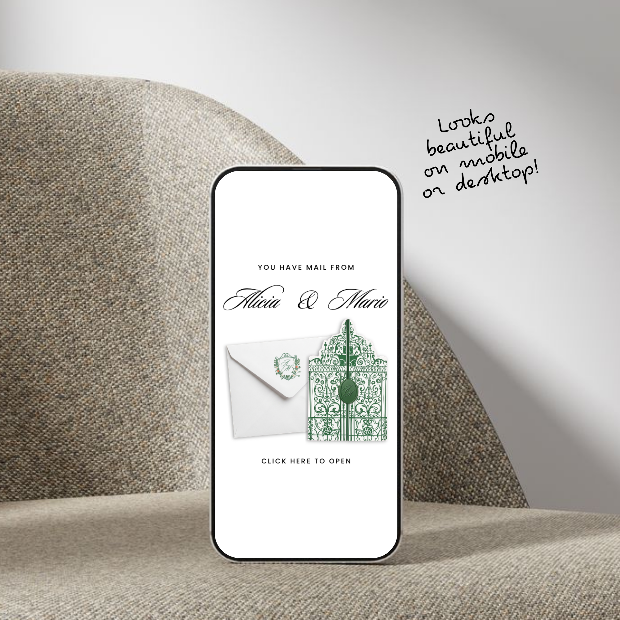Emerald Wedding Website Template, Canva Editable Invitation