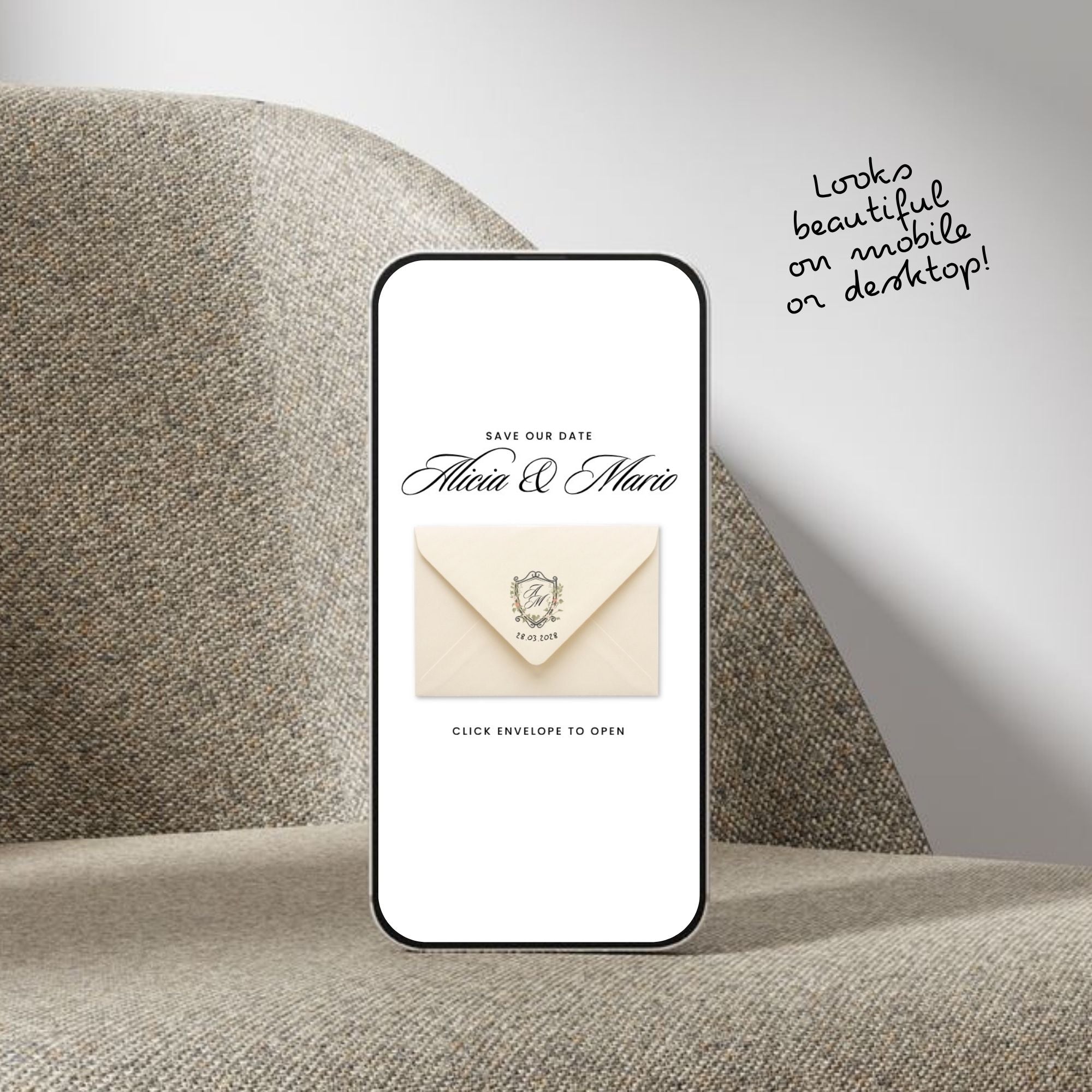 Ivory Save the Date Template, Animated Countdown, RSVP Form