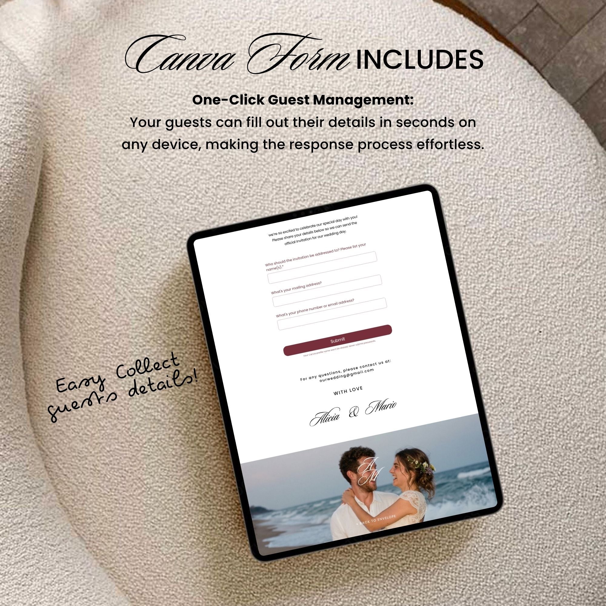 Burgundy Save the Date Website Template, Luxury Canva Wedding Announcement