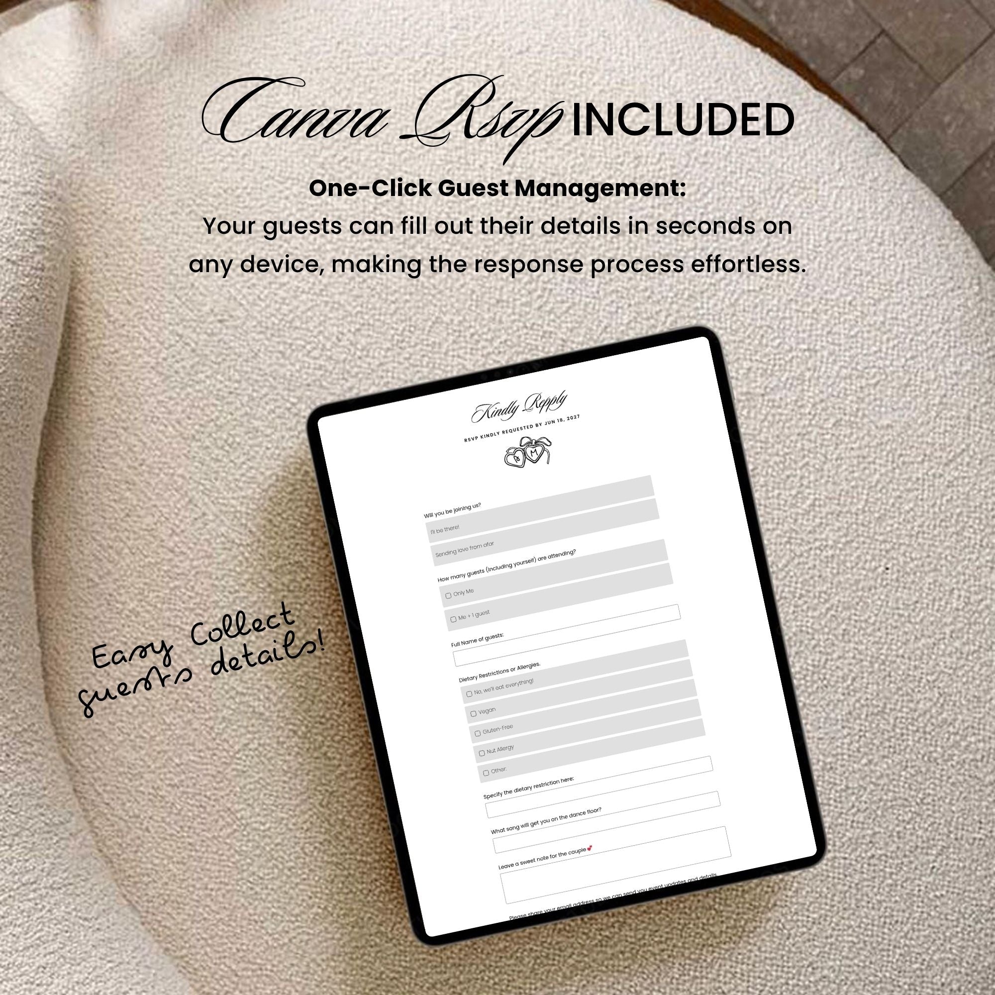 Ivory Web Invitation Template, Website Invitatiom, RSVP Form