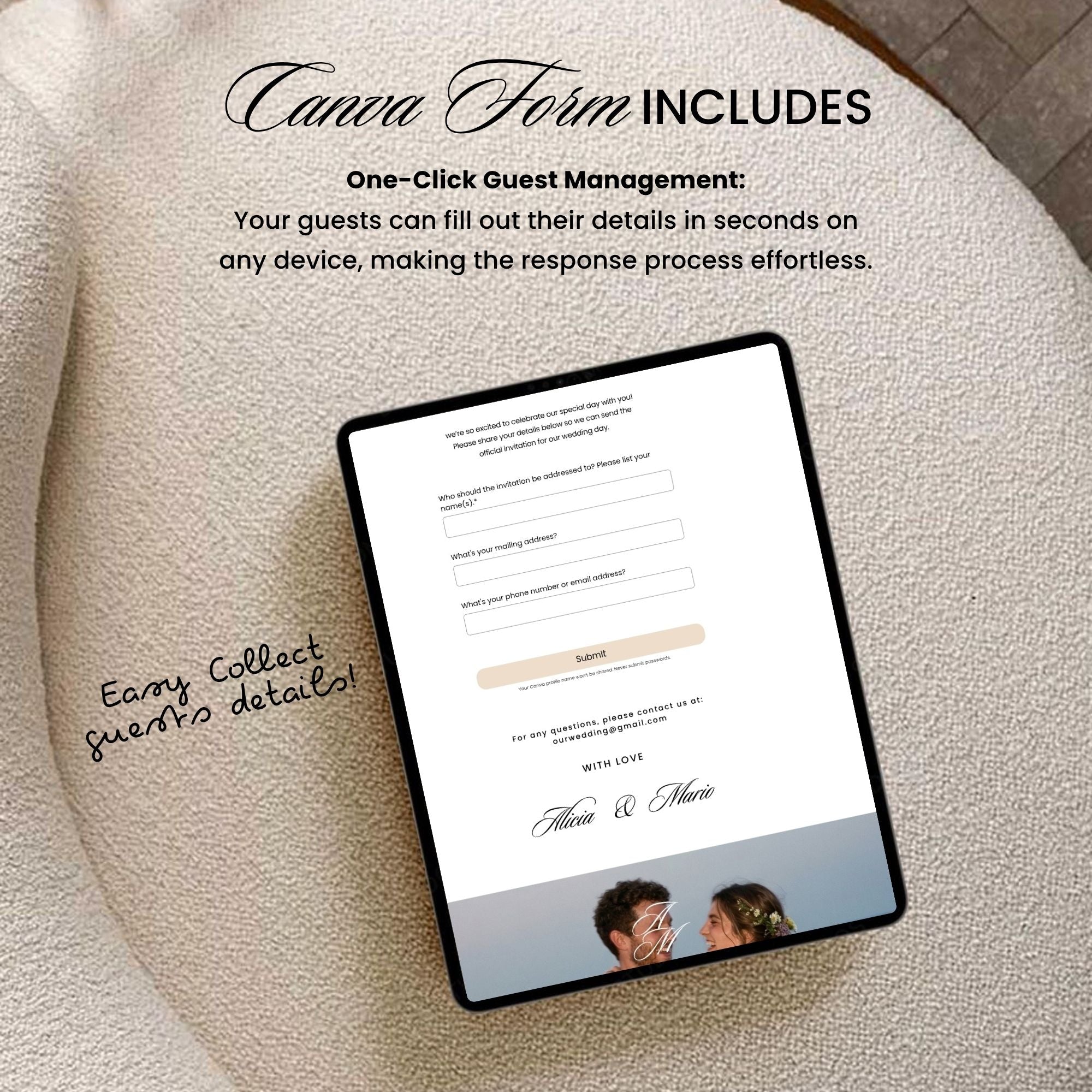 Ivory Save the Date Template, Animated Countdown, RSVP Form